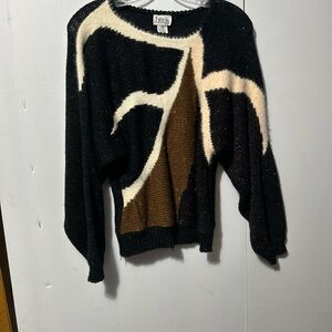 Erika Women's Black, Cream, and Brown Sweater